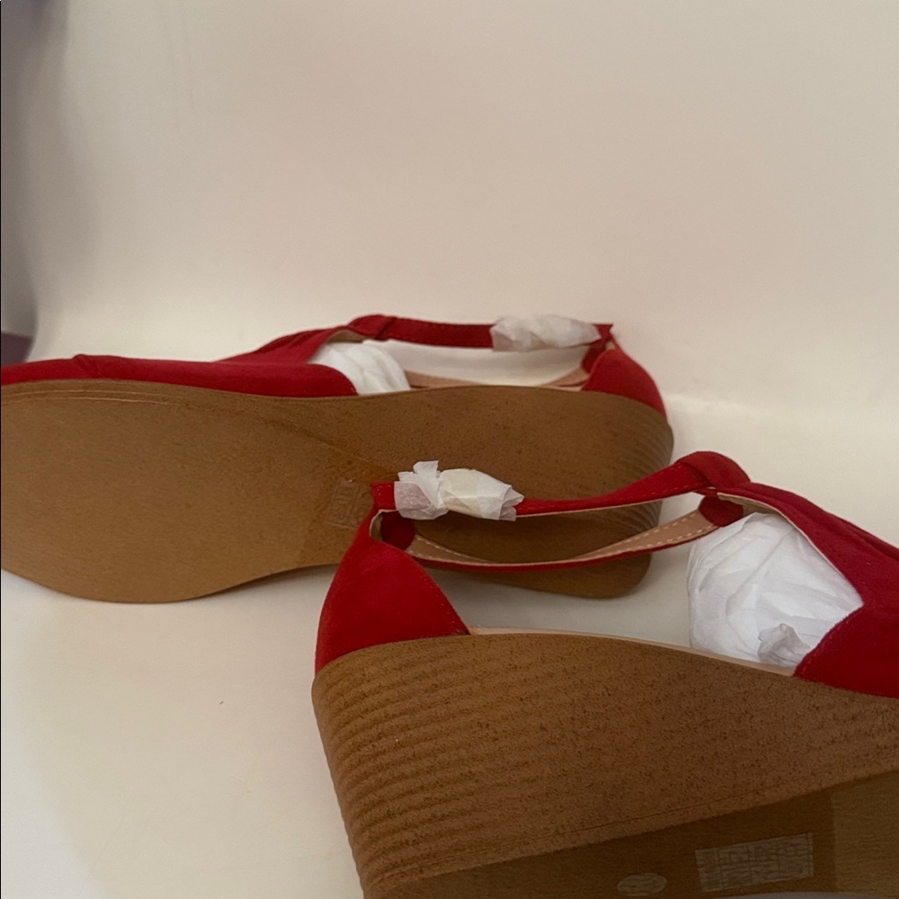 Journee Kedzie Red Open-Toe Sandals Comfort Sole Size 12 - Picture 7 of 9